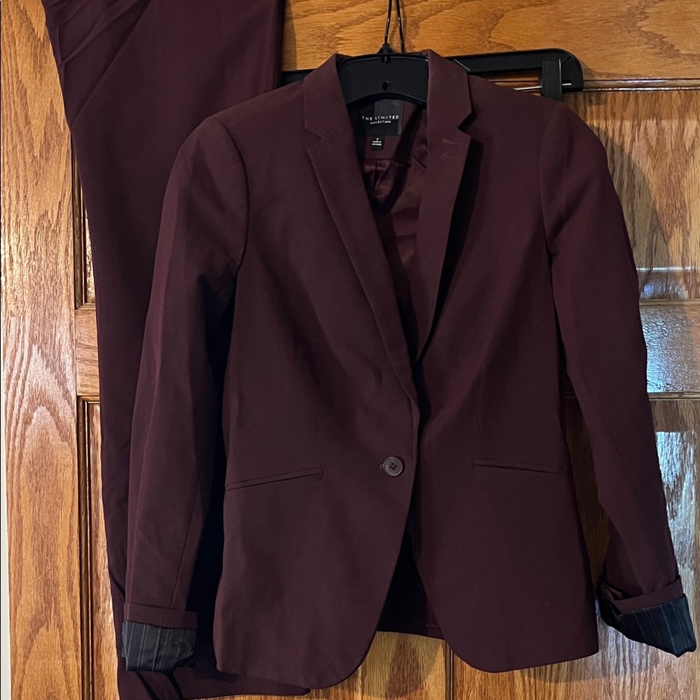 The Limited Women's Burgundy Pantsuit Blazer and Trousers